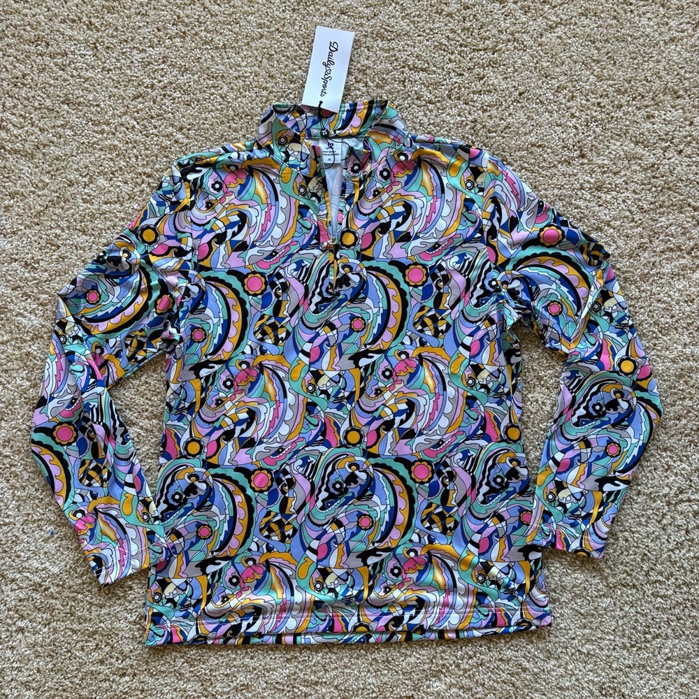 Daily‎ Sports XL 1/4 Zip Golf Pullover Multicolor Abstract Print Sweden NWT